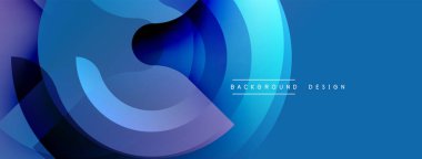 Soyut mavi tasarım üst üste binen dairesel şekiller. Gradyan renkler dinamik görsel efekt yaratır. Çeşitli projeler için modern arkaplan.