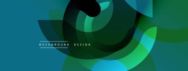 Soyut sıvı şekilleri, canlı yeşiller, maviler dinamik arkaplan oluşturur. Modern tasarım elementleri hareket, derinlik.