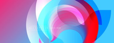 Soyut renkli katmanlar dinamik dairesel tasarım yaratır. Gradyan gölgeler harmanlanarak modern arkaplan oluşturur. Canlı renkler dikkat çeker.
