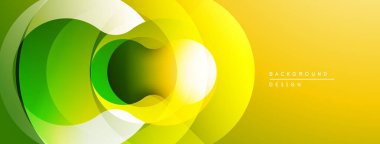 Soyut canlı katmanlar dinamik dairesel bileşim yaratır. Sarı, yeşil renkler düzgün bir şekilde harmanlanarak modern görsel cazibe sağlıyor..