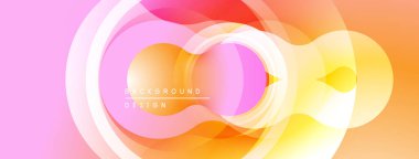 Soyut renkli tasarım. Üst üste binen daireler dinamik görsel efekt yaratır. Gradyan renkler kusursuz harmanlanarak modern estetik sunuyor..