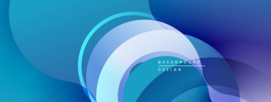 Soyut akışkan şekiller, havalı maviler, mor renkler. Modern tasarım, gradyan etkisi, pürüzsüz geçişler dinamik görsellik yaratır.