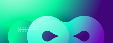 Soyut eğim arkaplanı. Sıvı şekiller üst üste binerek, dinamik görsel efekt yaratır. Renkler pürüzsüz bir şekilde değişiyor. Modern tasarım ögesi.