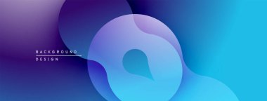 Soyut sıvı şekilleri, canlı mavi mor gradyan. Modern tasarım, pürüzsüz geçişler, dijital projeler için zarif bir zemin.