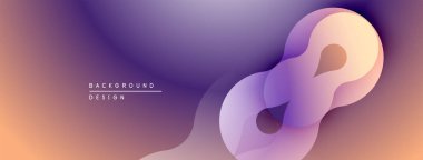 Soyut akışkan şekiller, değişken renkler, mor renkler dizaynın baskın renkleri. Modern estetik, pürüzsüz geçişler görsel ilgi yaratıyor.