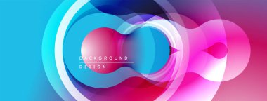 Soyut renkli daireler çakışıyor, dinamik görsel efekt yaratıyor. Gradyan renkler düzgün bir şekilde harmanlanarak modern arkaplan tasarımı oluşturur.