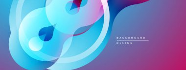 Soyut sıvı şekiller, canlı maviler, morlar modern arka plan yaratır. Yumuşak eğim, dinamik bileşim. Minimalist tasarım.