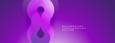 Soyut mor tasarım, üst üste binen daireler oluşturarak sonsuzluk sembolü oluşturur. Gradyan gölgeler derinlik sağlar, modern estetik.