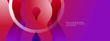 Soyut gradyanlar harmanlanarak sıvı şekiller oluşturur. Pembe, mor renkler kompozisyona hakim. Minimalist tasarım modern estetiği öneriyor.