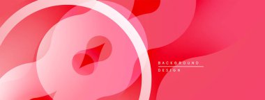 Soyut kırmızı tasarım. Üst üste binen katmanlar dinamik görsel efekt yaratır. Yumuşak kıvrımlar, modern estetik, basit kompozisyon.