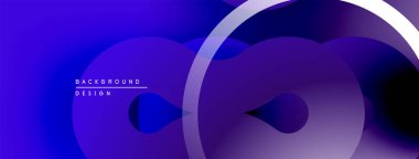 Soyut sıvı şekiller, canlı mavi renkler, modern tasarım. Üst üste binen daireler dinamik görsel efekt yaratır. Yumuşak eğimler mevcut derinlik.