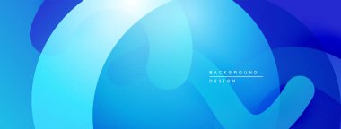 Soyut mavi arkaplan. Üst üste binen şekiller dinamik, pürüzsüz eğimler yaratır. Dijital projeler için modern tasarım.