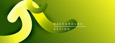 Yeşil gradyan üzerinde soyut sarı eğriler. Modern tasarım öğesi, arka planlar ve sunumlar için uygun. Basit, temiz estetik..