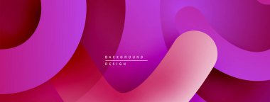 Soyut, canlı katmanlar çakışıyor ve düzgün gradyanlar yaratıyor. Pembe, mor, morumsu renkler tasarımda baskın. Modern estetik.