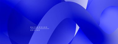 Soyut mavi katmanlar dinamik bileşim yaratır. Pürüzsüz eğimler, akış şekilleri hareketi, modern tasarım estetiğini akla getiriyor..