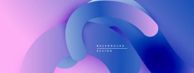 Soyut sıvı şekilleri pembe, mor ve mavi renkleri harmanlıyor. Modern tasarım hareketi, derinliği, yumuşak eğilimleri çağrıştırıyor. Arkaplanda metin arkaplan tasarımı.