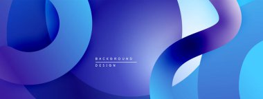 Soyut sıvı şekilleri, canlı maviler, mor gradyanlar. Modern tasarım, pürüzsüz kıvrımlar dinamik bileşim yaratır. Arkaplan ögesi.
