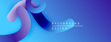 Soyut sıvı şekilleri, canlı mavi mor gradyan. Modern tasarım ögesi, projeler için arkaplan dokusu. Düz eğriler, dinamik bileşim.