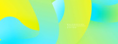 Soyut sıvı şekiller, canlı sarı, yeşil, mavi renkleri harmanlarlar. Pürüzsüz gradyanlar modern arkaplan tasarımı yaratır. Minimalist estetik.