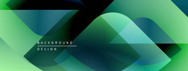 Soyut geometrik arkaplan. Yeşil, deniz mavisi renkleri harmanlanarak dinamik şekiller yaratır. Dijital projeler için modern tasarım.