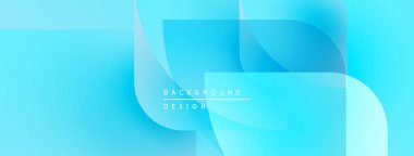 Soyut mavi arkaplan. Üst üste binen şekiller dinamik görsel efekt yaratır. Modern tasarım elementleri temiz estetik sunar.