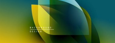 Soyut sıvı şekilleri örtüşür, parlak sarı, yeşil ve mavi renkler yaratır. Modern tasarım hareket, enerji, derinlik öneriyor.