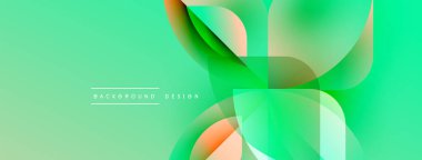 Soyut sıvı şekilleri örtüşür, parlak yeşil ve turuncu renkler yaratır. Arkaplan ve sunumlar için modern tasarım ögesi.