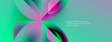 Soyut çiçek tasarımı. Canlı renkler harmanlanarak, dinamik görsel efekt yaratır. Gradyan gölgeler modern estetik sunuyor. Pürüzsüz şekiller hareketi işaret eder.