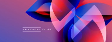 Soyut canlı katmanlar dinamik bileşim yaratır. Mor arkaplan rengarenk üstüste binen şekilleri, modern tasarım ögesini geliştirir.