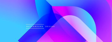 Soyut, enerjik bir arkaplan. Üst üste binen şekiller dinamik görsel efekt yaratır. Mavi, mor renkler kompozisyona hakim. Modern tasarım ögesi.