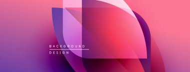Soyut eğim arkaplanı. Üst üste binen şekiller dinamik görsel efekt yaratır. Pembe, mor renkler kompozisyona hakim. Modern tasarım ögesi.