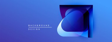 Soyut mavi gradyan tasarımı. Üst üste binen şekiller modern görsel efektler yaratır. Özgeçmiş ve sunumlar için uygun minimalist biçim.
