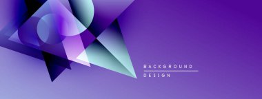 Soyut mor tasarım geometrik şekiller, gradyanlar, dinamik bileşimler içerir. Pankartlar ve sunumlar için modern arkaplan uygun.