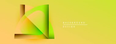 Soyut geometrik şekiller örtüşür, parlak sarı ve yeşil renkler yaratır. Minimalist tasarım modern arka planlara, sunumlara uyuyor.