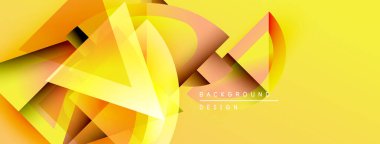Soyut geometrik şekiller örtüşüyor, parlak sarı, turuncu renkler yaratıyor. Sancaklar ve arka planlar için modern tasarım uygun.