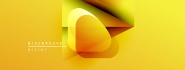 Soyut sarı tasarım, üst üste binen şekiller. Gradyan renkler dinamik görsel efekt yaratır. Minimalist tarz, modern estetik.