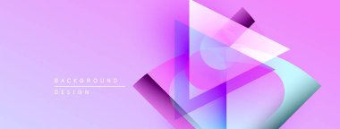 Soyut geometrik tasarım. Mor, mavi eğimler katmanlı üçgenler oluşturur. Dijital projeler için modern arkaplan.