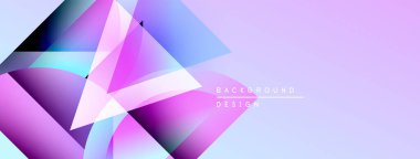 Soyut geometrik şekiller örtüşüyor, canlı mor ve mavi renkler yaratıyor. Arkaplan ve sunumlar için uygun modern tasarım ögesi.