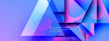 Soyut geometrik şekiller örtüşür, parlak mavi ve mor renkler yaratır. Modern tasarım elementleri dijital sanat, arkaplan dokusu.