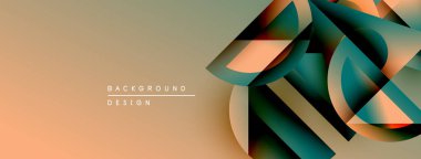 Soyut geometrik şekiller örtüşür, dinamik görsel efekt yaratır. Gradyan renkler harmanlanır, modern arkaplan tasarımı oluşturulur.