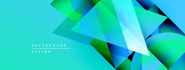 Soyut geometrik şekiller örtüşüyor, canlı turkuazlar yaratıyor, yeşil gradyanlar. Arkaplan ve sunumlar için modern tasarım ögesi.