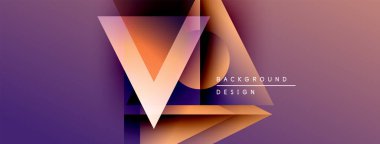 Soyut geometrik tasarım. Kademeli mor, turuncu renkler katmanlı görsel efekt yaratır. Metin arka plan tasarımı okur. Modern, şık bir sunum.
