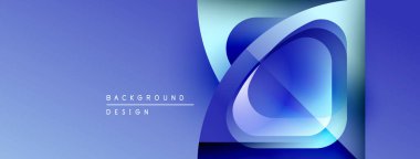 Soyut mavi tasarım. Üst üste binen şekiller modern görsel efektler yaratır. Düz eğimler, temiz çizgiler, zarif kompozisyon.