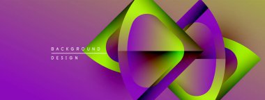 Soyut enerjik tasarım akış şekilleri, gradyanlar. Mor, yeşil renkler kompozisyona hakim. Modern estetik.