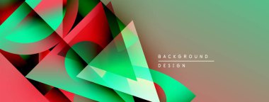 Soyut geometrik şekiller örtüşüyor, canlı kırmızı ve yeşil renkler yaratıyor. Modern tasarım, uygun arkaplan ögesi. Minimalist stil.