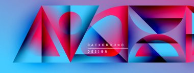 Soyut geometrik şekiller, canlı renkler, mavi, pembe, mor renkler. Arkaplan ve dijital sanat için modern tasarım ögesi.