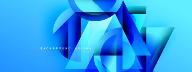 Soyut mavi tasarım geometrik şekiller, gradyanlar, dinamik bileşimler içerir. Çeşitli dijital projeler için modern arkaplan.