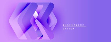 Soyut mor tasarım katmanlı geometrik şekiller içerir. Gradyan arka plan derinlik yaratır, modern estetik. Minimalist biçim, temiz sunum.