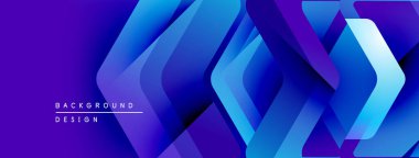 Soyut geometrik desen. Mavi, mor renkler katmanlı şekiller yaratır. Arkaplan ve sunumlar için uygun modern tasarım.