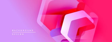 Soyut geometrik şekiller örtüşüyor, canlı pembe ve mor renkler yaratıyor. Arkaplan ve sunumlar için modern tasarım ögesi.